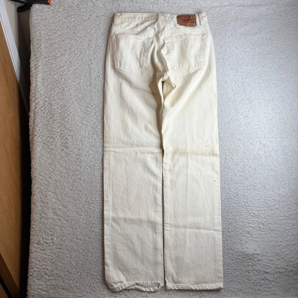 Vintage Levis 501 Jeans 31x32 (29x32) White Denim Made in USA Straight Leg stain